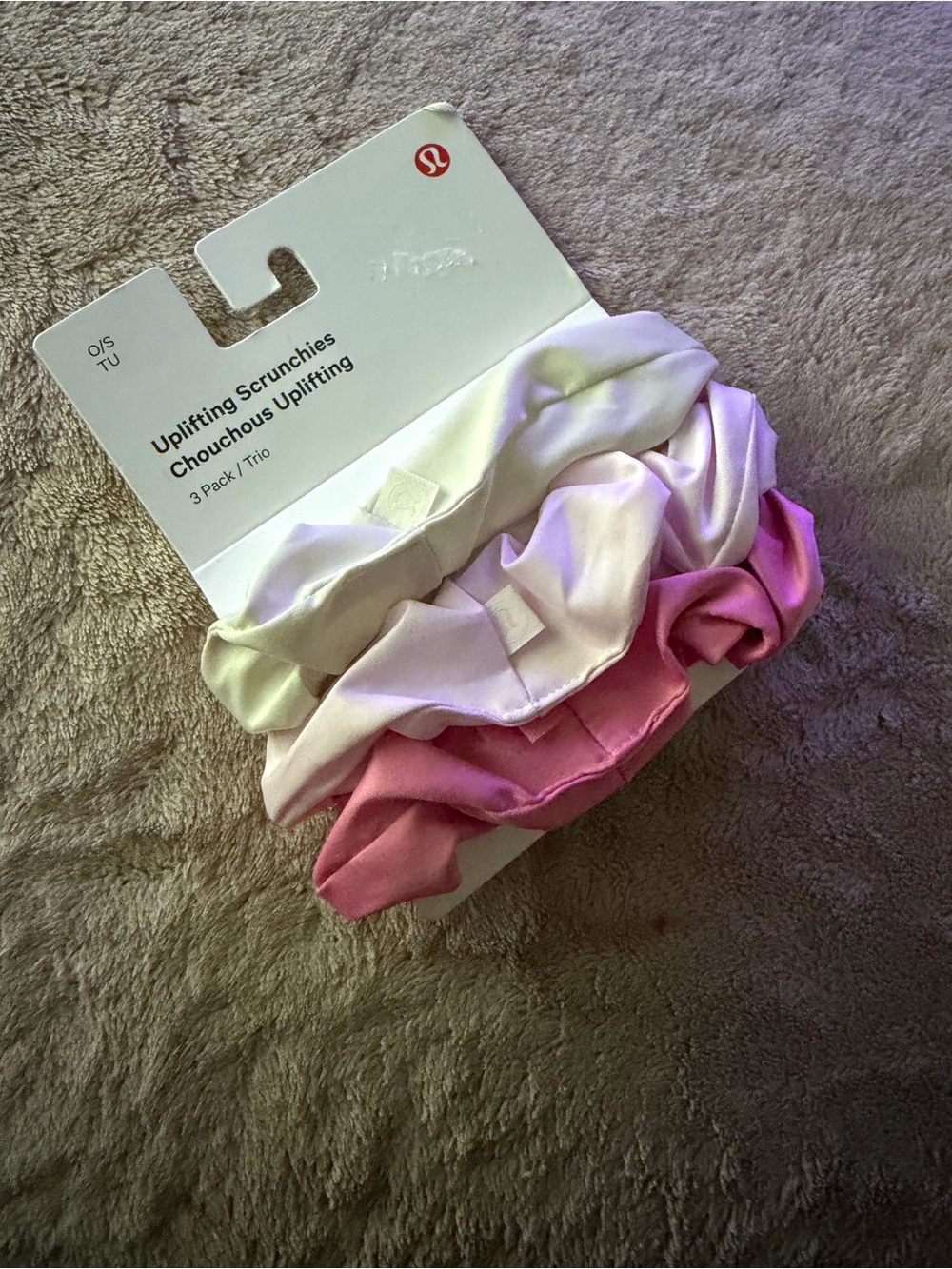 lululemon athletica Uplifting Scrunchies 3-Pack — White, Light Pink, Hot Pink